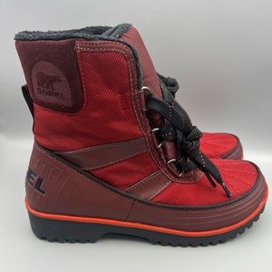 SOREL Tivoli II Women’s BOOTS Waterproof RED DAHLIA Canvas / Rubber SHOE 8 US